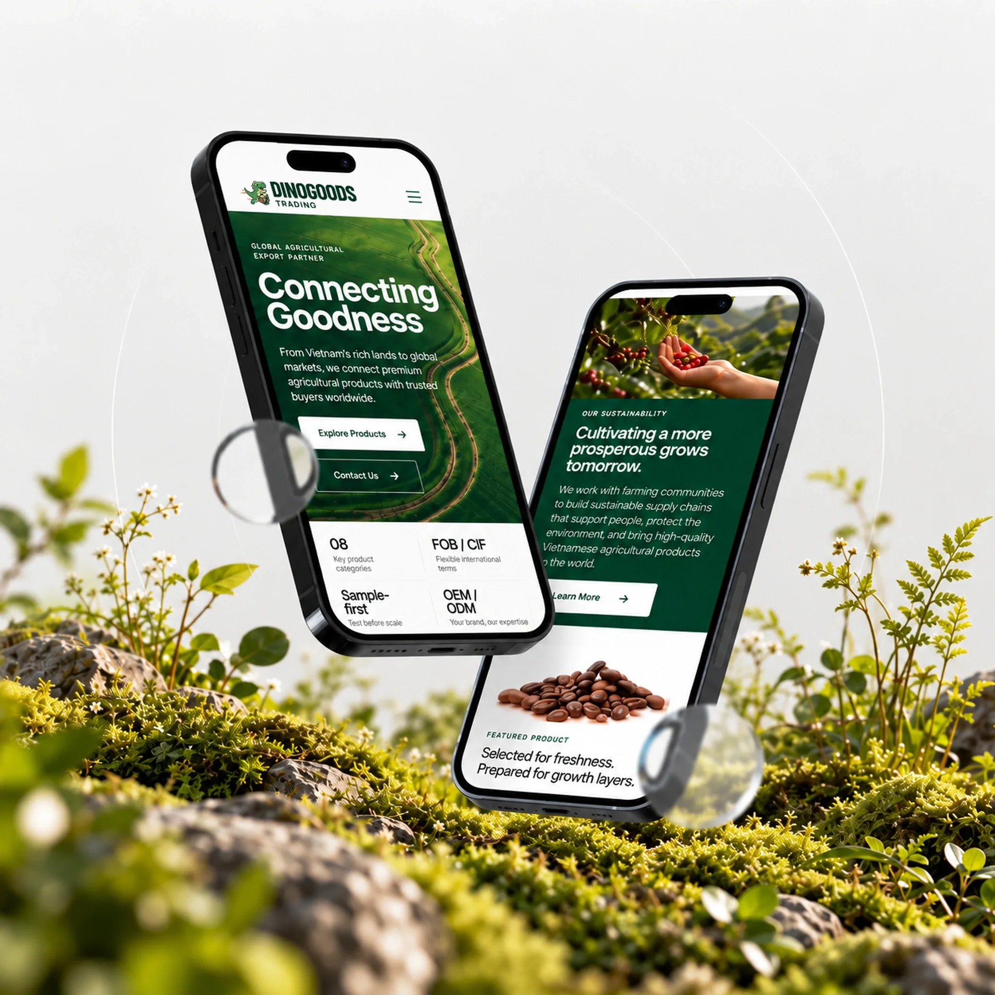 DINOGOODS Trading — Corporate Export Website — Responsive mobile presentation / corporate brand system
